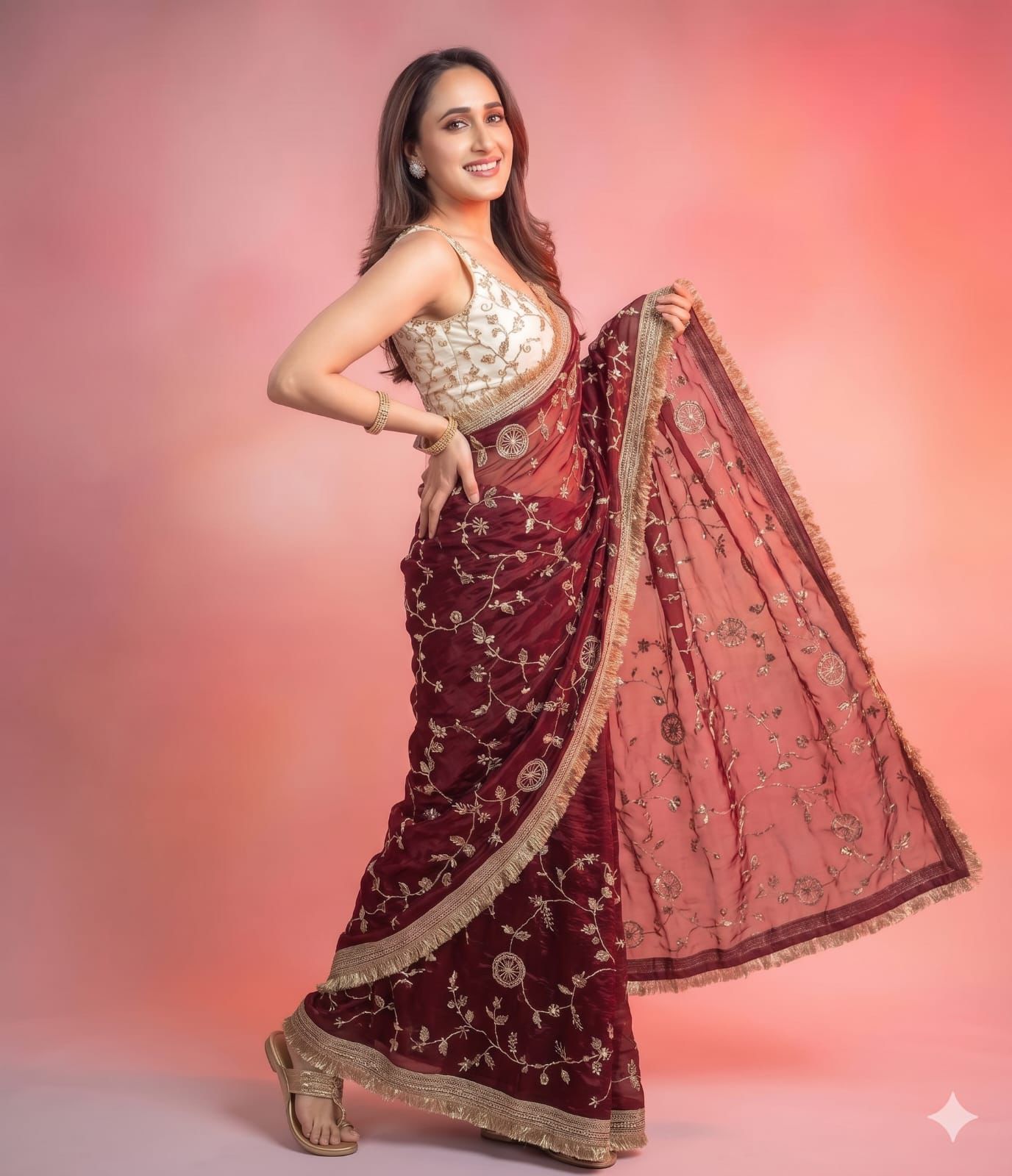 Space Stin Sequence Work Saree