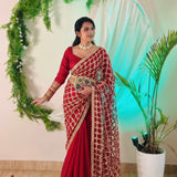 Premium Silk Real MirrorWork Saree