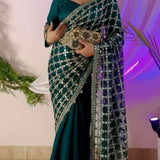 Premium Silk Real MirrorWork Saree