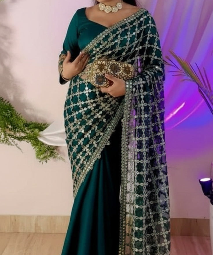 Premium Silk Real MirrorWork Saree