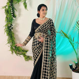 Premium Silk Real MirrorWork Saree