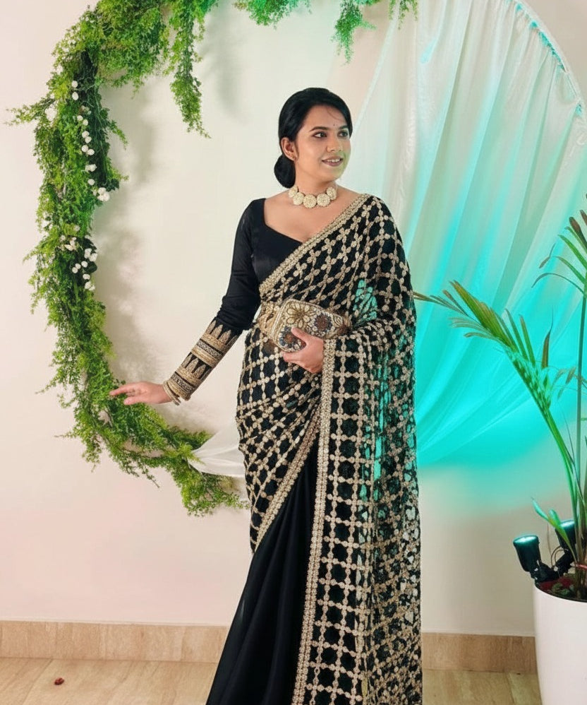 Premium Silk Real MirrorWork Saree