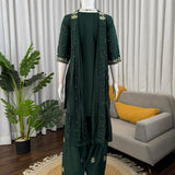 Designer Green Crepe Top Plazzo