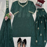 Designer Green Crepe Top Plazzo
