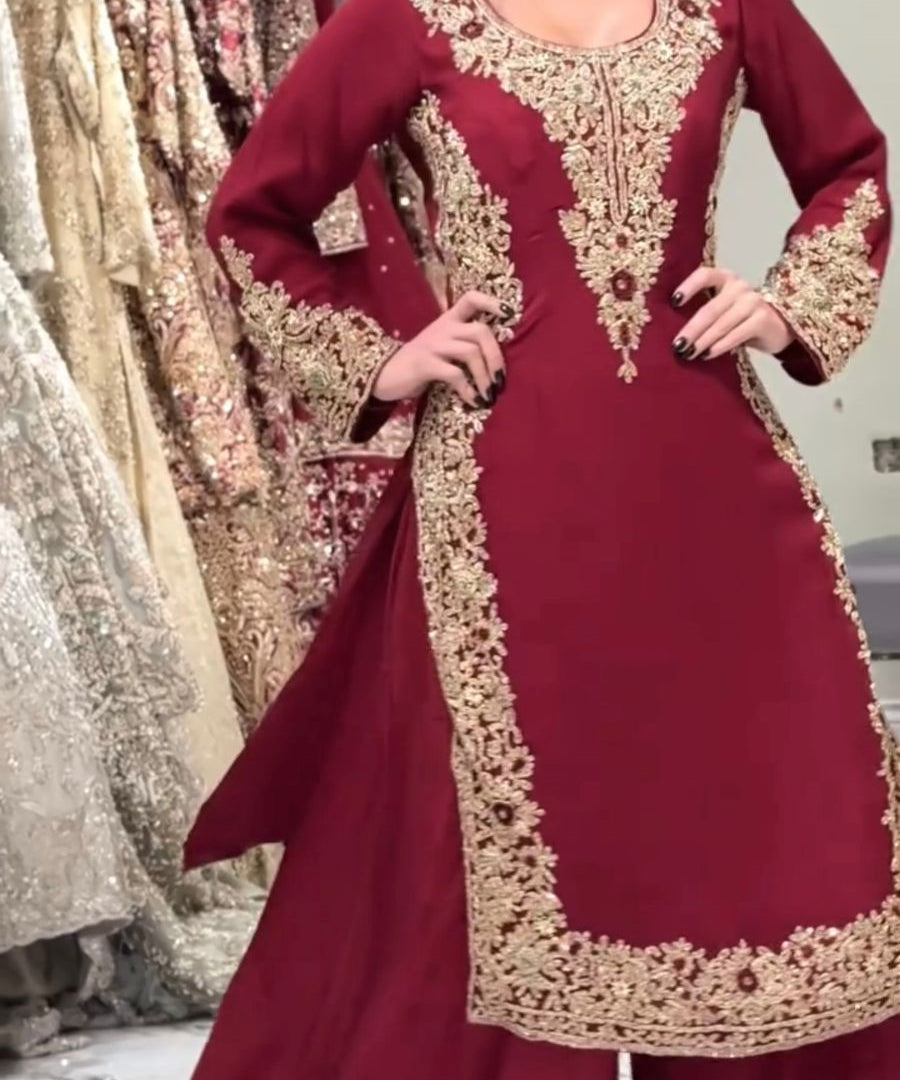 Classy Georgette Embroidered Top Plazzo