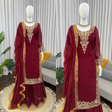 Classy Georgette Embroidered Top Plazzo