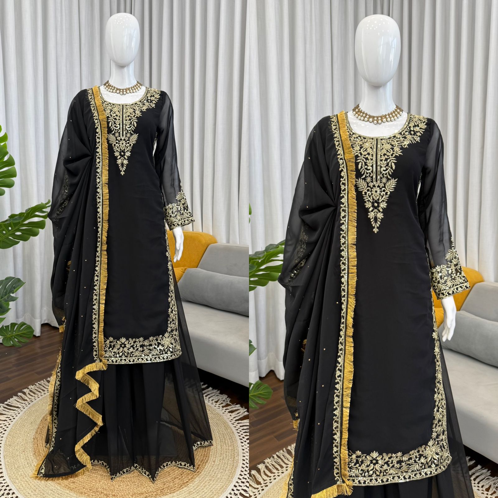 Classy Georgette Embroidered Top Plazzo