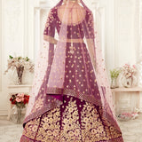 Royal Purple Velvet Bridal Lehenga