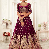 Royal Purple Velvet Bridal Lehenga