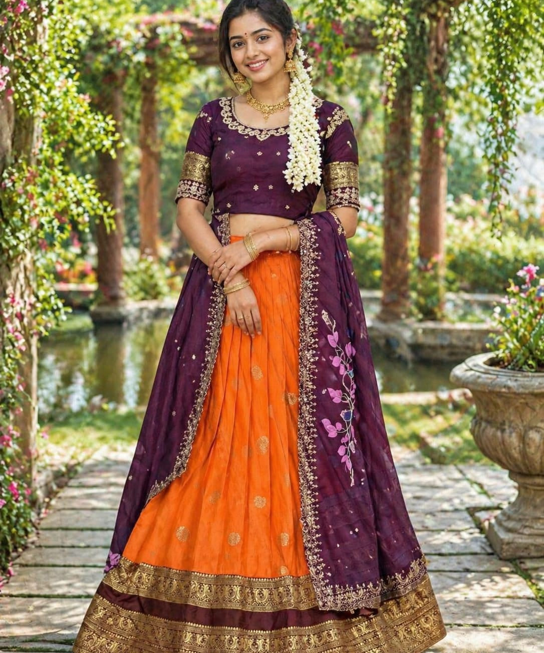 Traditional Pure Rangoli Silk Lehenga