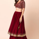 Red Georgette Partywear Lehenga