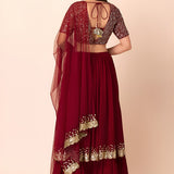 Red Georgette Partywear Lehenga