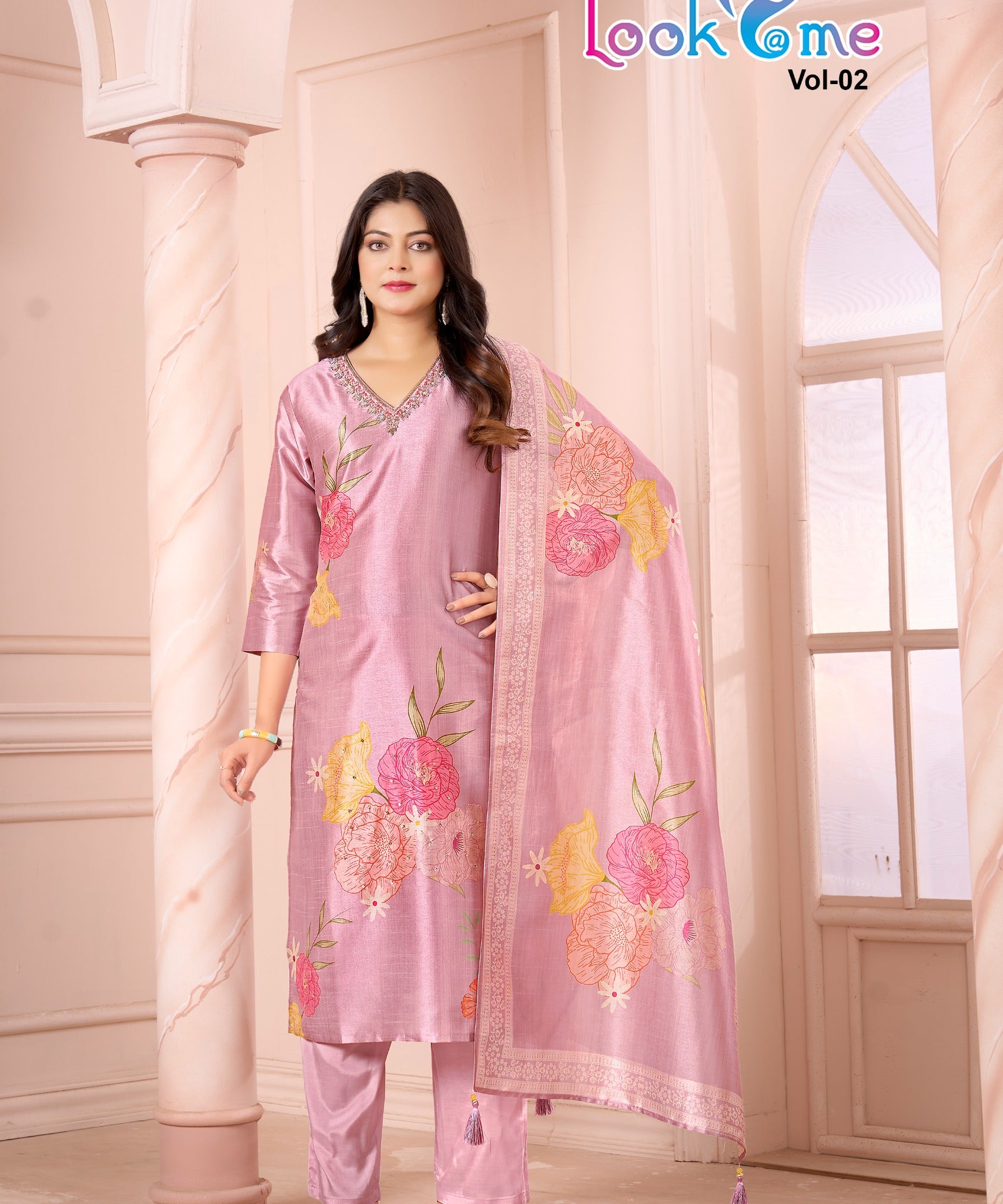 Festive Simmer Silk Straight Suit