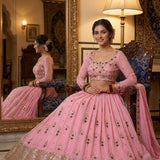 Pink Premium Georgette Lehenga