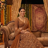 Brown Premium Butterfly Net Lehenga