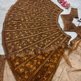 Brown Premium Butterfly Net Lehenga