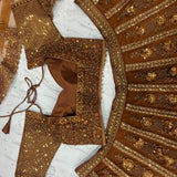 Brown Premium Butterfly Net Lehenga