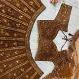 Brown Premium Butterfly Net Lehenga