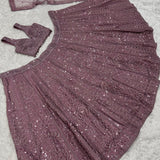 Mauve Bridal Wedding Silk Lehenga