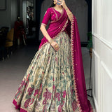 Traditional Kalamkari Tussar Silk Lehenga