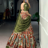 Traditional Kalamkari Tussar Silk Lehenga