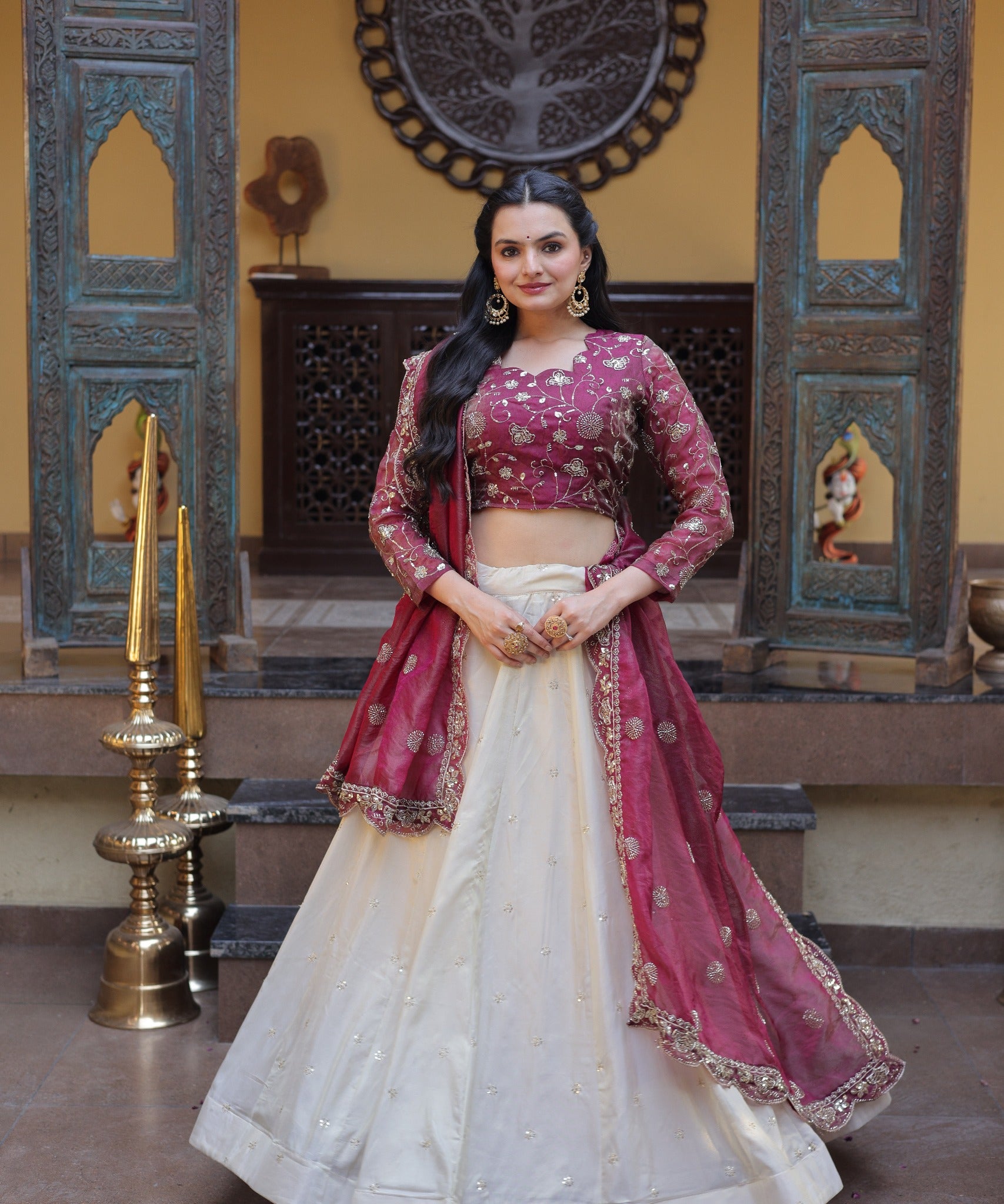 South Indian Cosmos Zari Lehenga