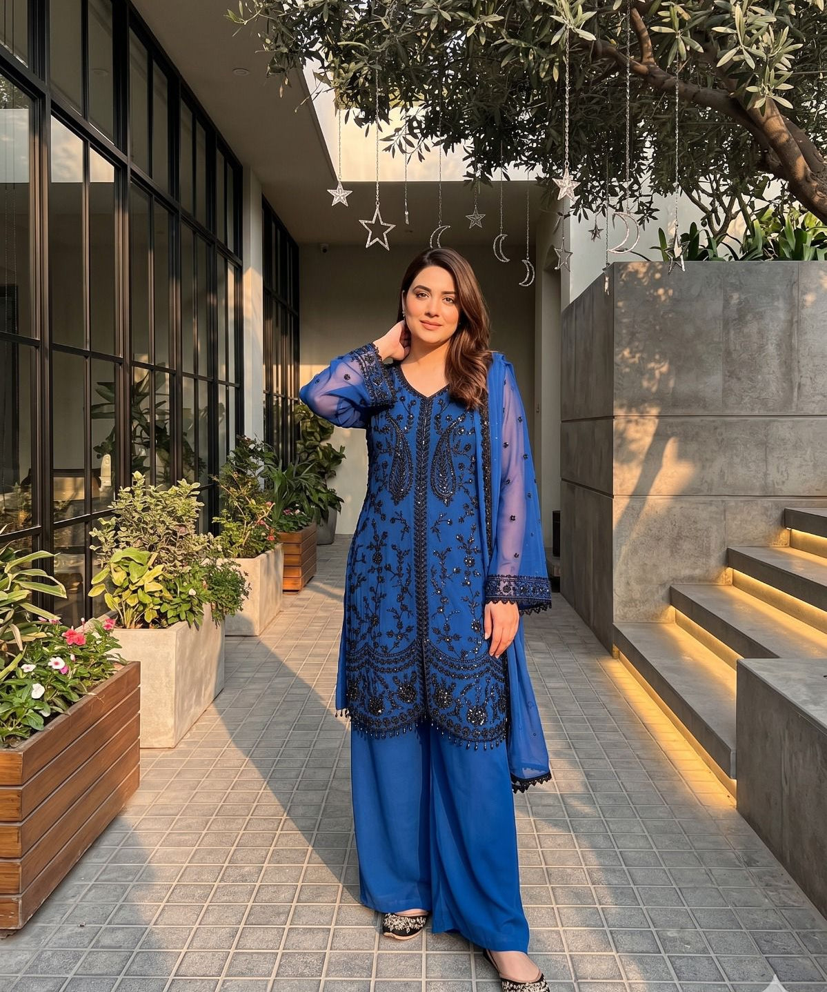 Designer Gerogette Embroidered Suit