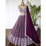 Dark Wine Bridal Embroiderd Lehenga