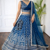 Blue Georgette Bridal Lehenga Choli