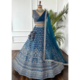 Blue Georgette Bridal Lehenga Choli
