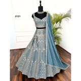 Sky Blue Designer Wedding Lehenga