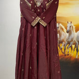 Maroon Desi Silk Anarkali Gown