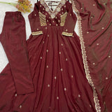 Maroon Desi Silk Anarkali Gown