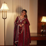 Maroon Desi Silk Anarkali Gown