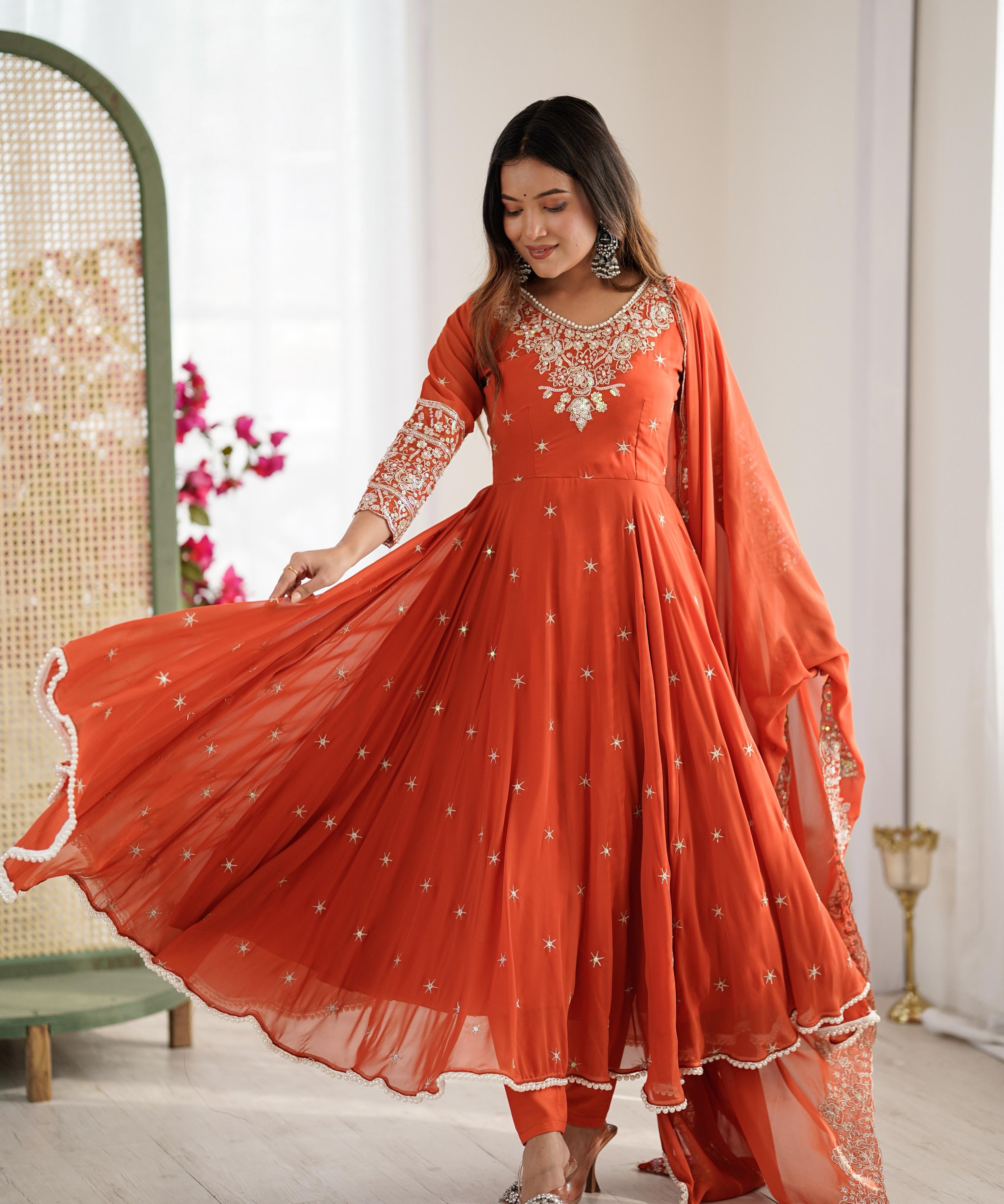 Elegant Rembo Sequence Anarkali Gown