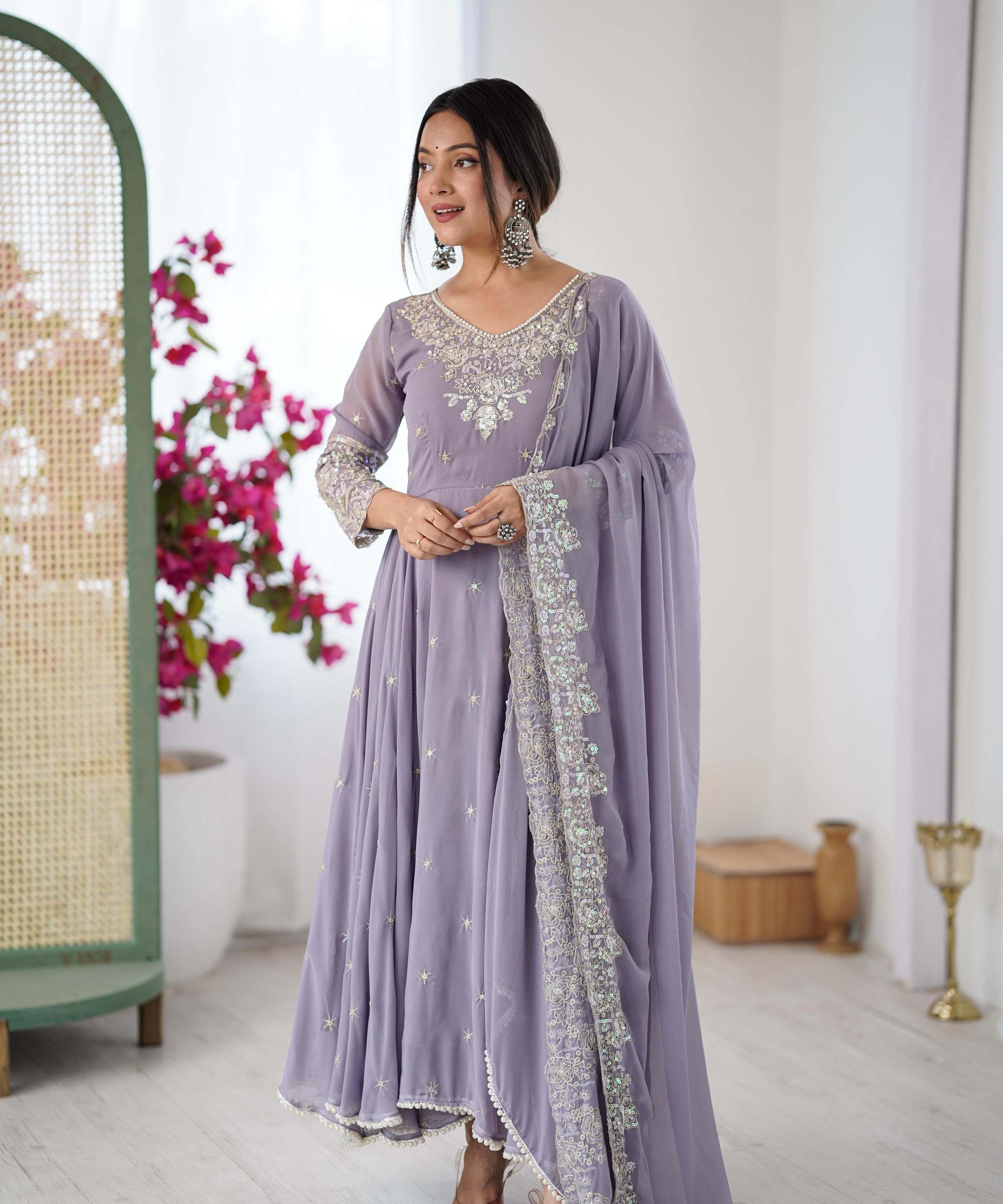 Elegant Rembo Sequence Anarkali Gown