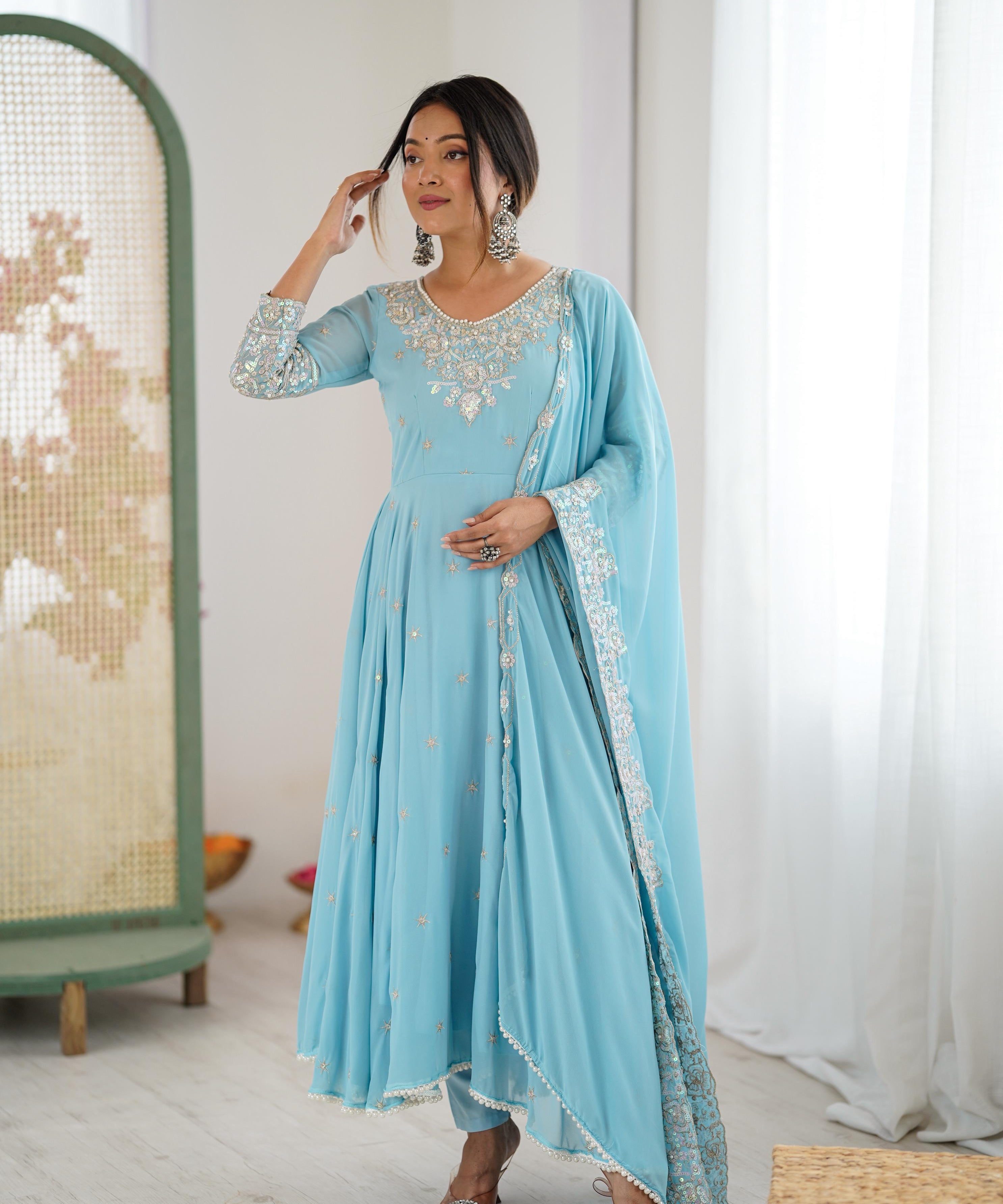 Elegant Rembo Sequence Anarkali Gown