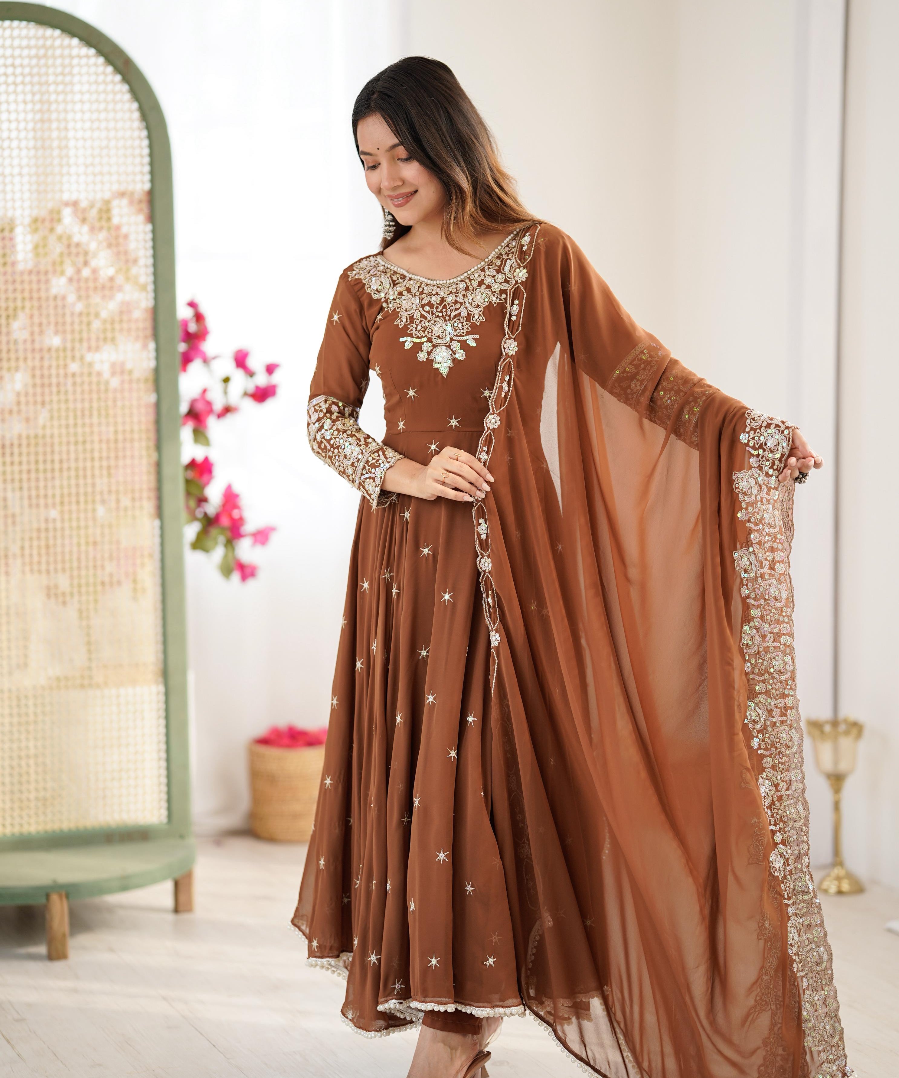 Elegant Rembo Sequence Anarkali Gown