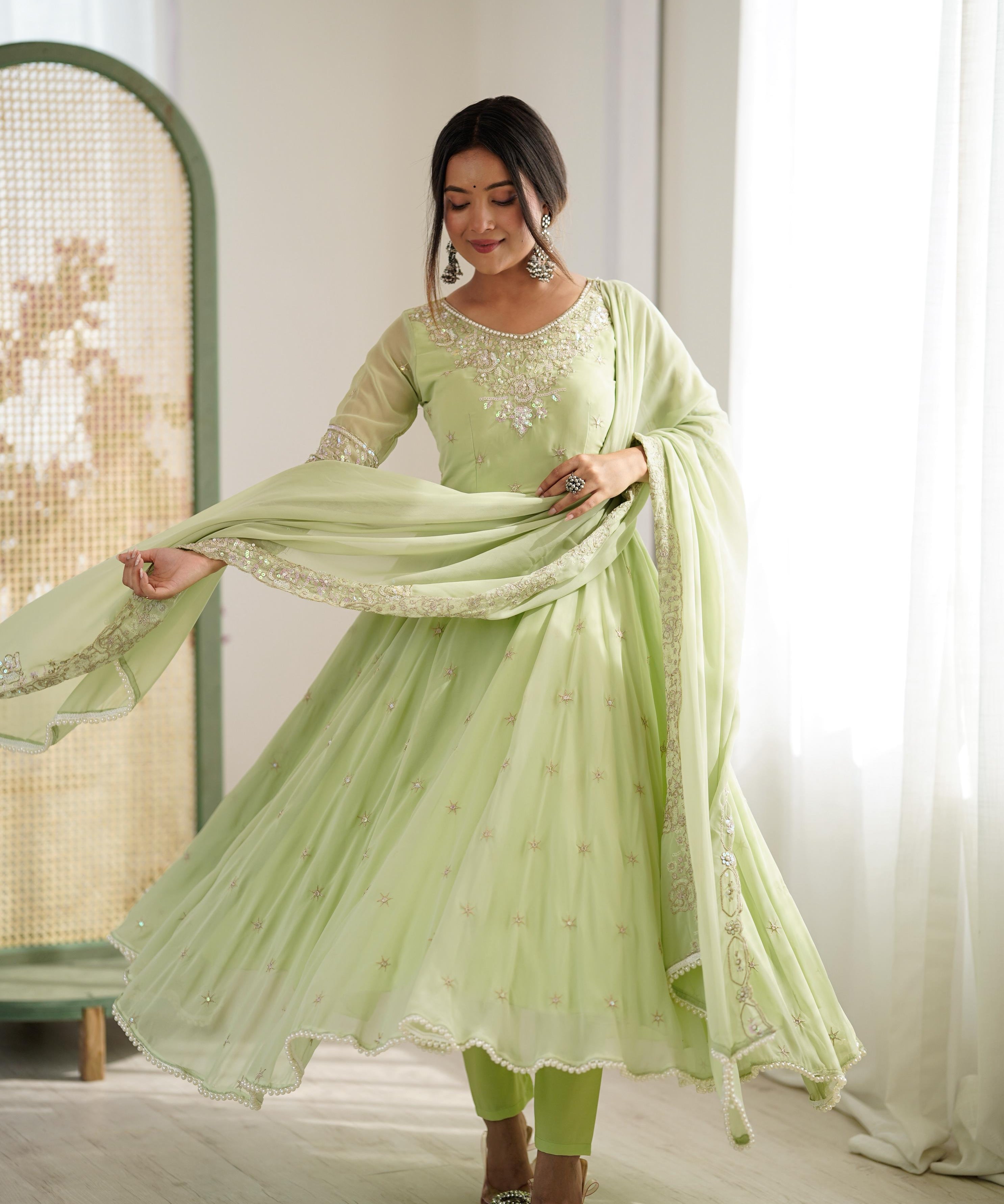 Elegant Rembo Sequence Anarkali Gown