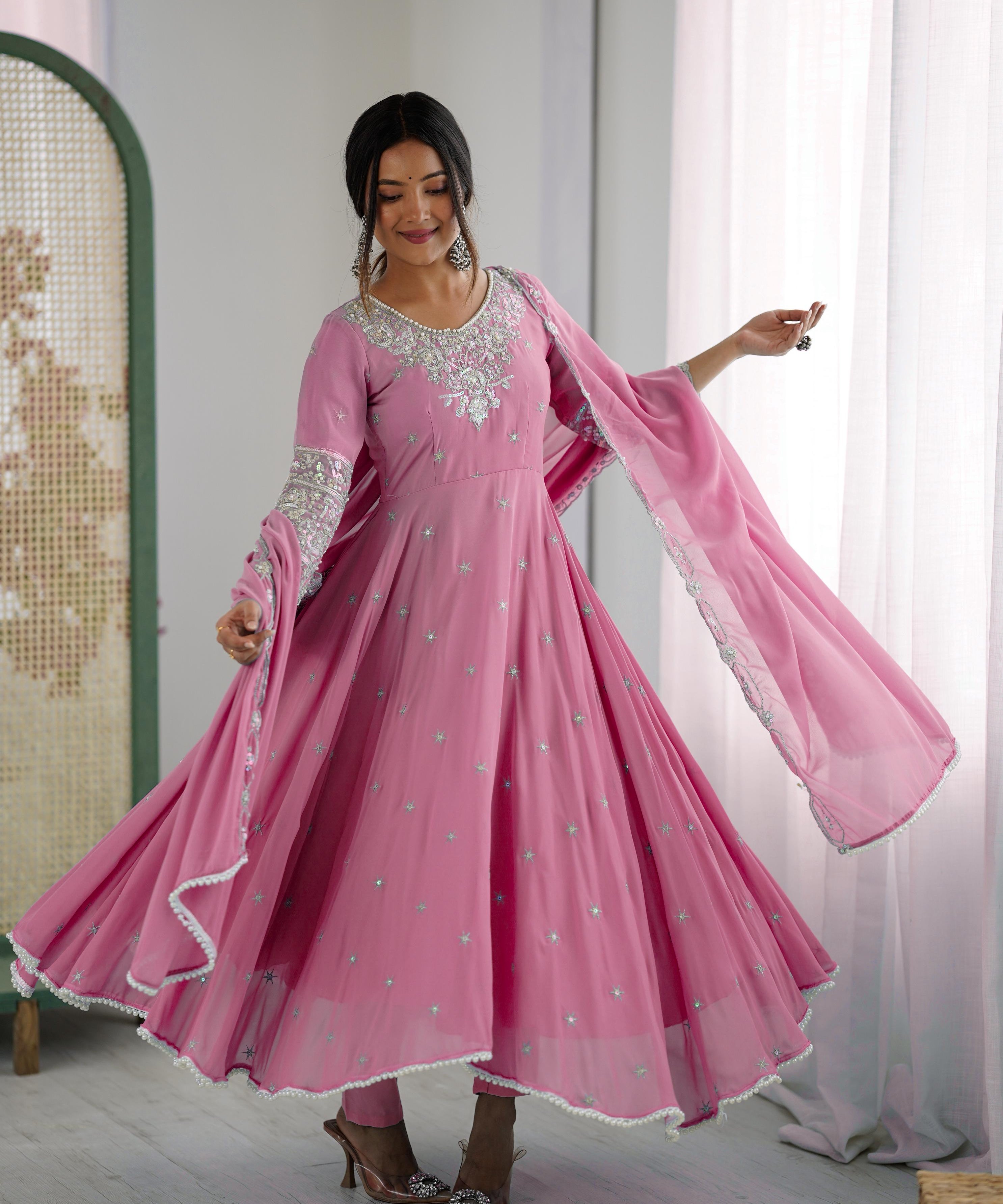 Elegant Rembo Sequence Anarkali Gown
