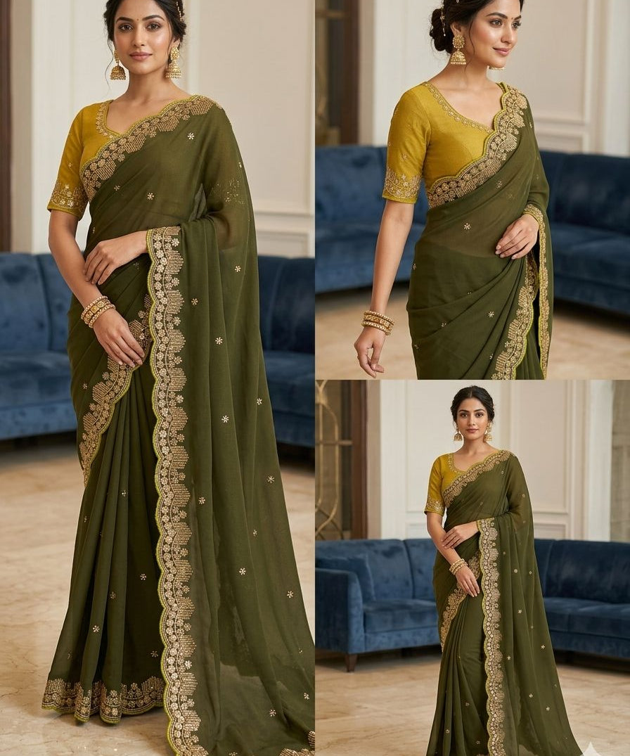 Classic Star Georgette Saree Set