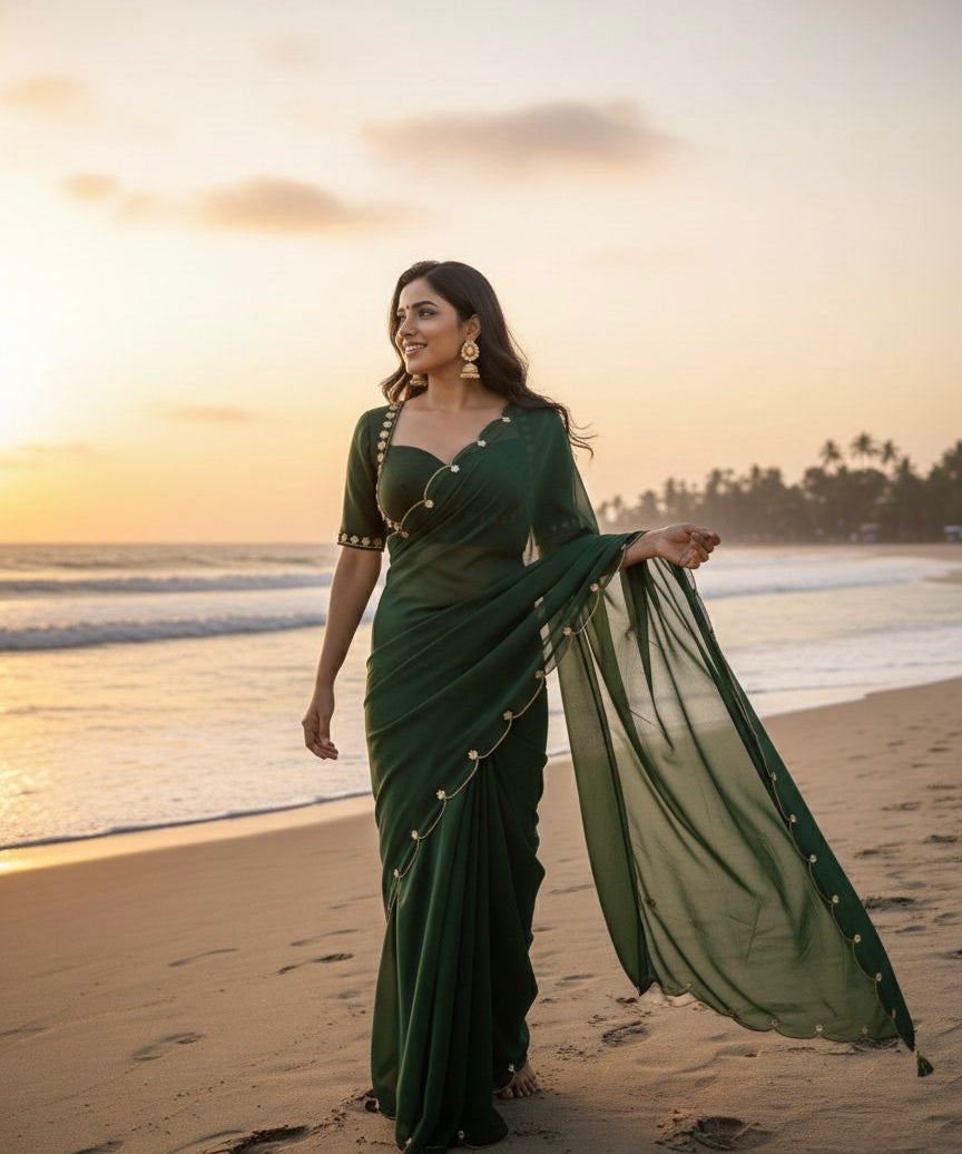 Sabyasachi Georgette Handwork Saree