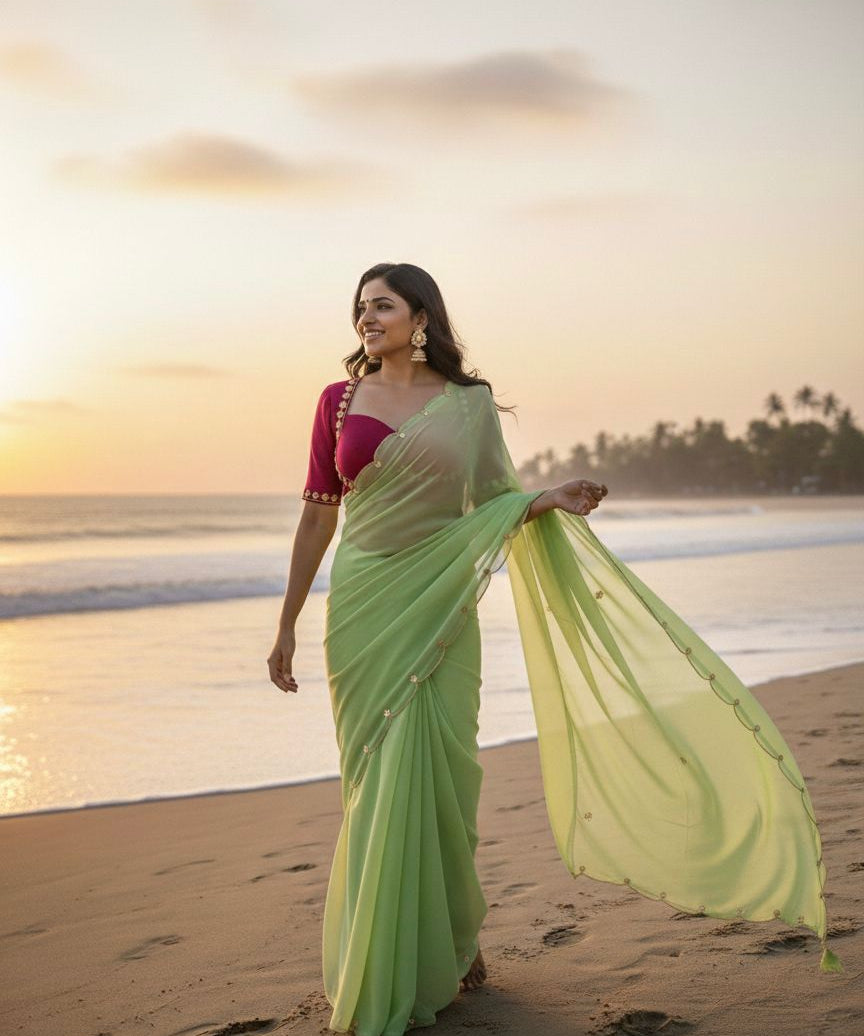 Sabyasachi Georgette Handwork Saree