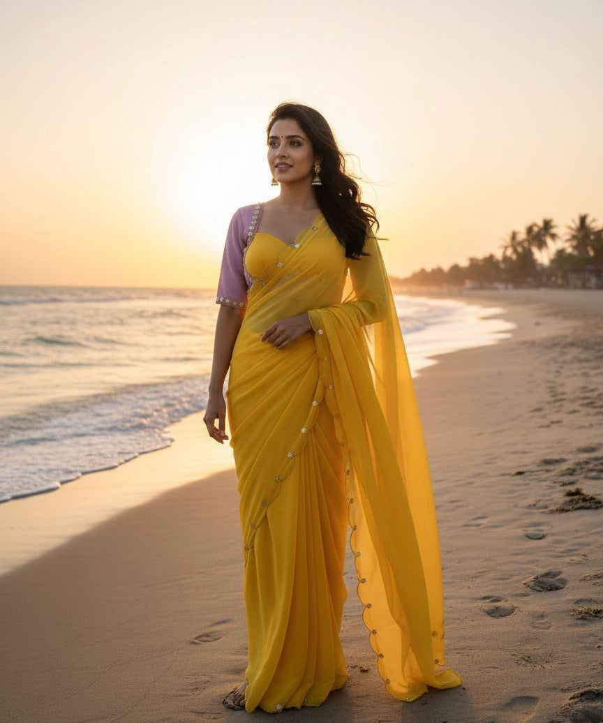 Sabyasachi Georgette Handwork Saree