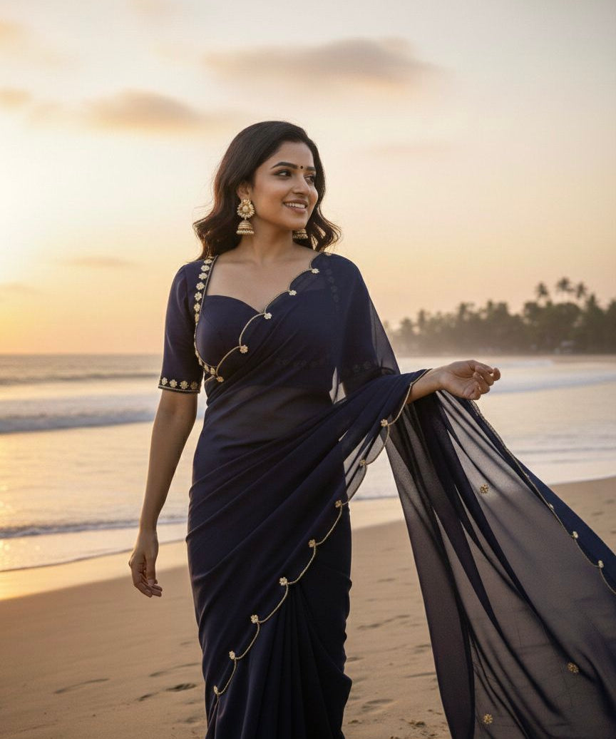Sabyasachi Georgette Handwork Saree