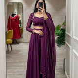 Rangoli Deep Wine Lehenga Choli