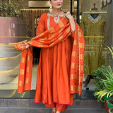 Orange Fancy Roman Silk Suit