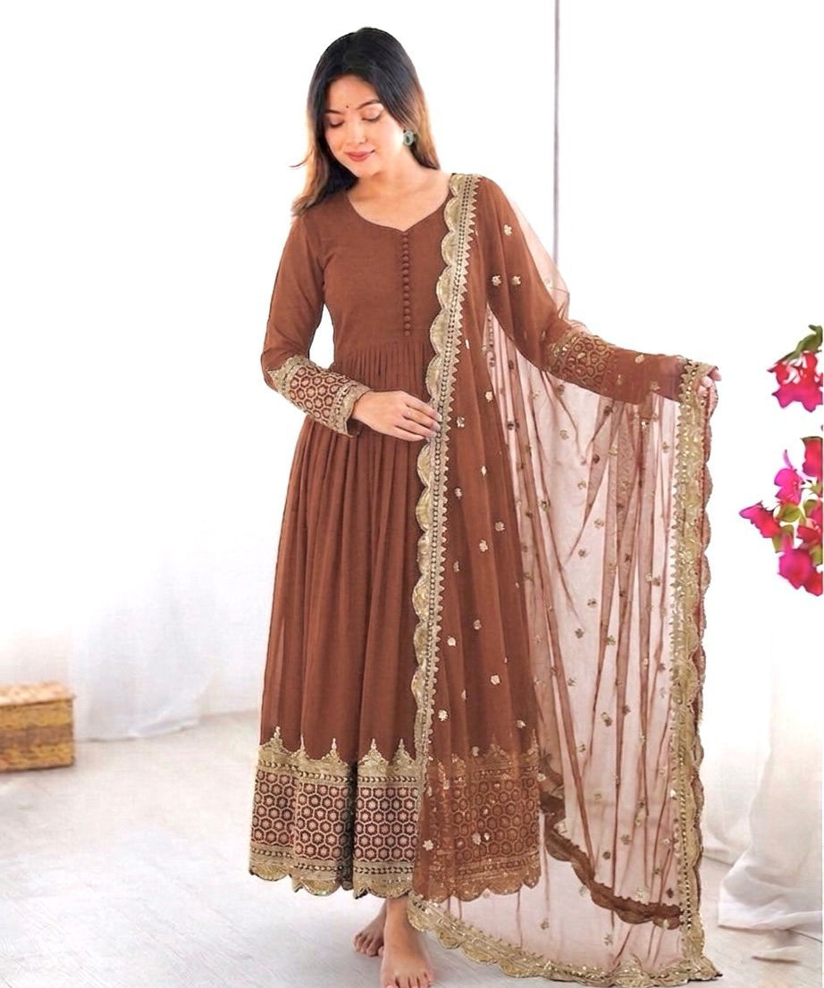 Elegant Embroidered Anarkali Gown