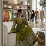 Stunning Chinon Silk Anarkali Gown