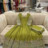 Stunning Chinon Silk Anarkali Gown